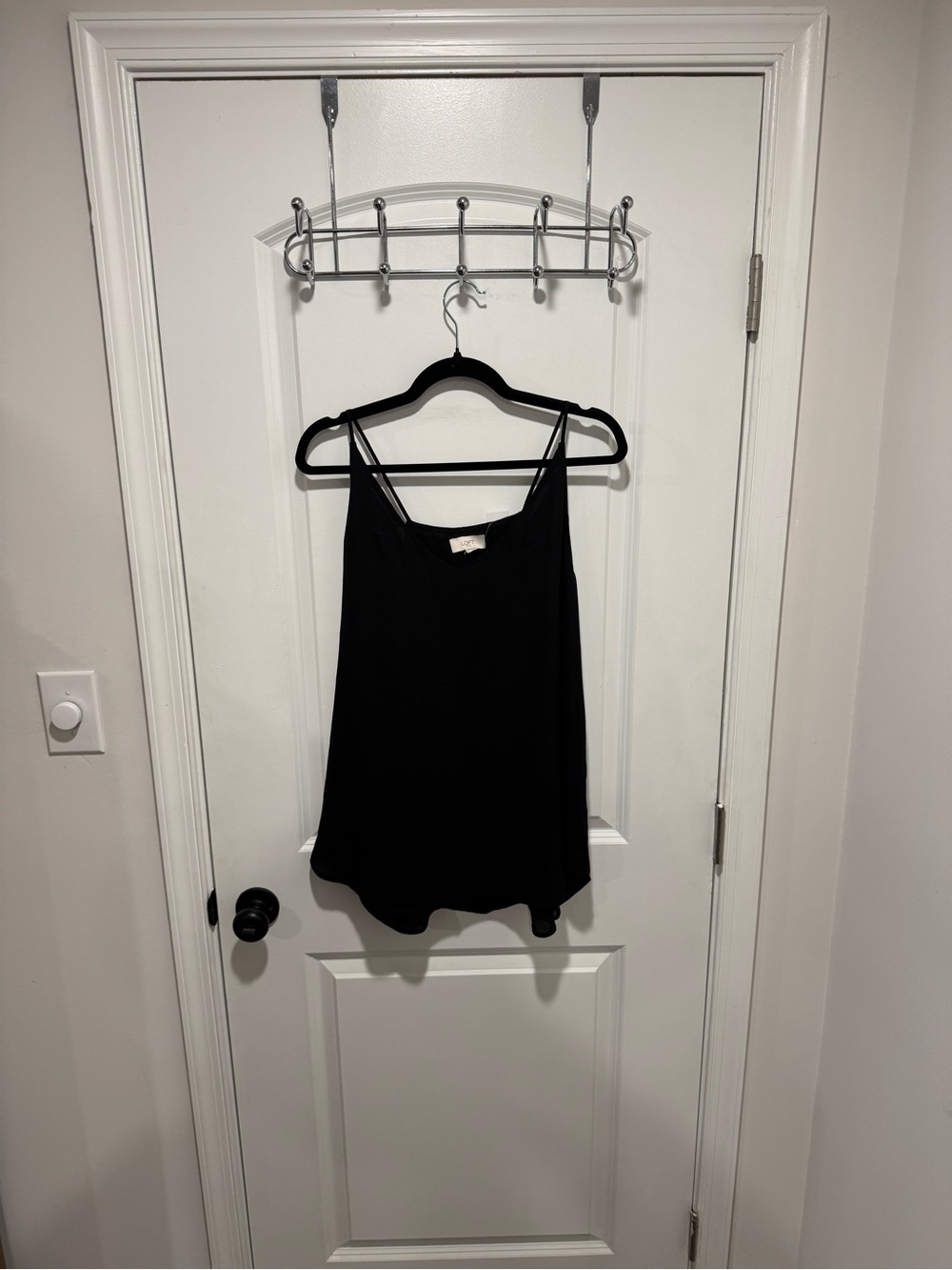 LOFT Black Satin Cami Tank Top